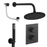 UK Bathroom Store Concealed Shower Set Matt Black / Wall Arm / 300mm Crosswater Crossbox Shower Set 9 - 3 Outlet with Fixed Overhead Shower,Pencil Handset and Overflow Bath Filler Waste