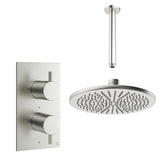 Crosswater Concealed Shower Set Brushed Nickel / Ceiling Arm / 300mm Crosswater Design 2 Handle 1 Outlet Shower Set