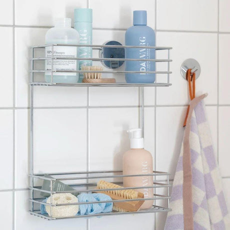 Smedbo Basket Chrome Smedbo Beslagsboden Frame Self-Adhesive Two Tier Shower Basket