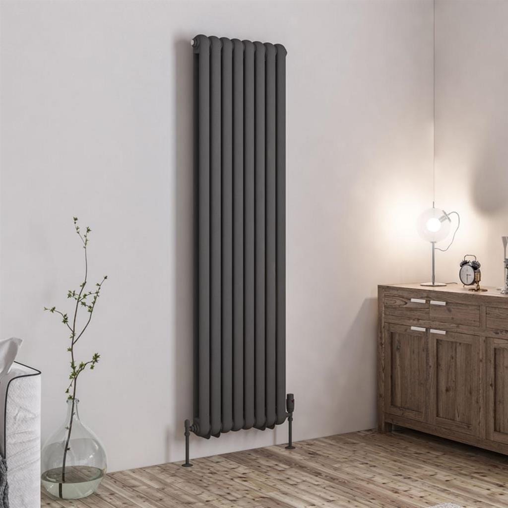 Eastbrook Column Radiator 1800 x 503 / Central Heating Eastbrook Rubano Straight Vertical Traditional Column Radiator in Matt Anthracite