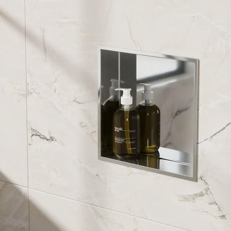 Crosswater Shower Niche Chrome Crosswater Square Shower Niche - 305 x 305 x 80mm for Stud Walls