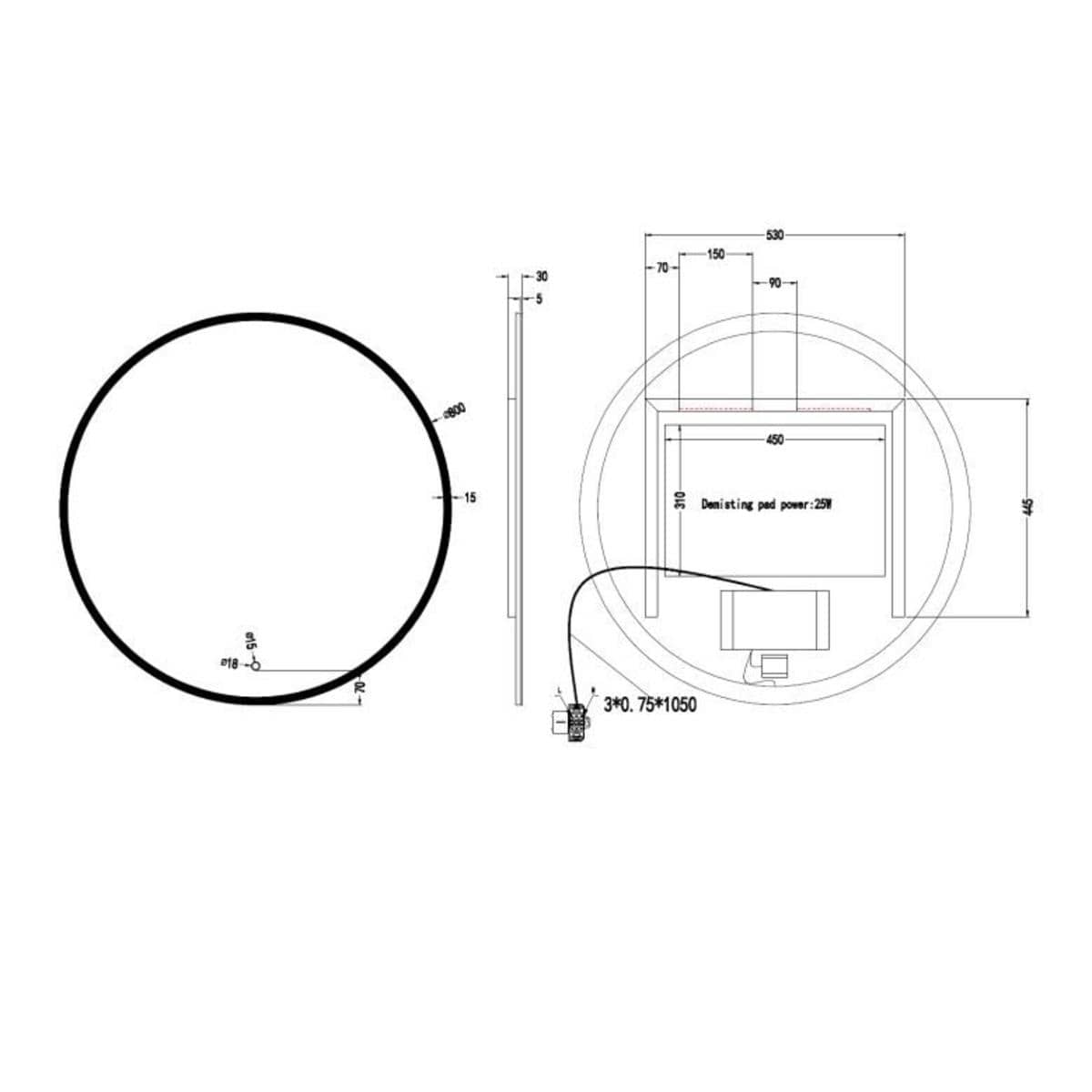 Crosswater Illuminated Mirror Crosswater Infinity Round LED Illuminated Mirror