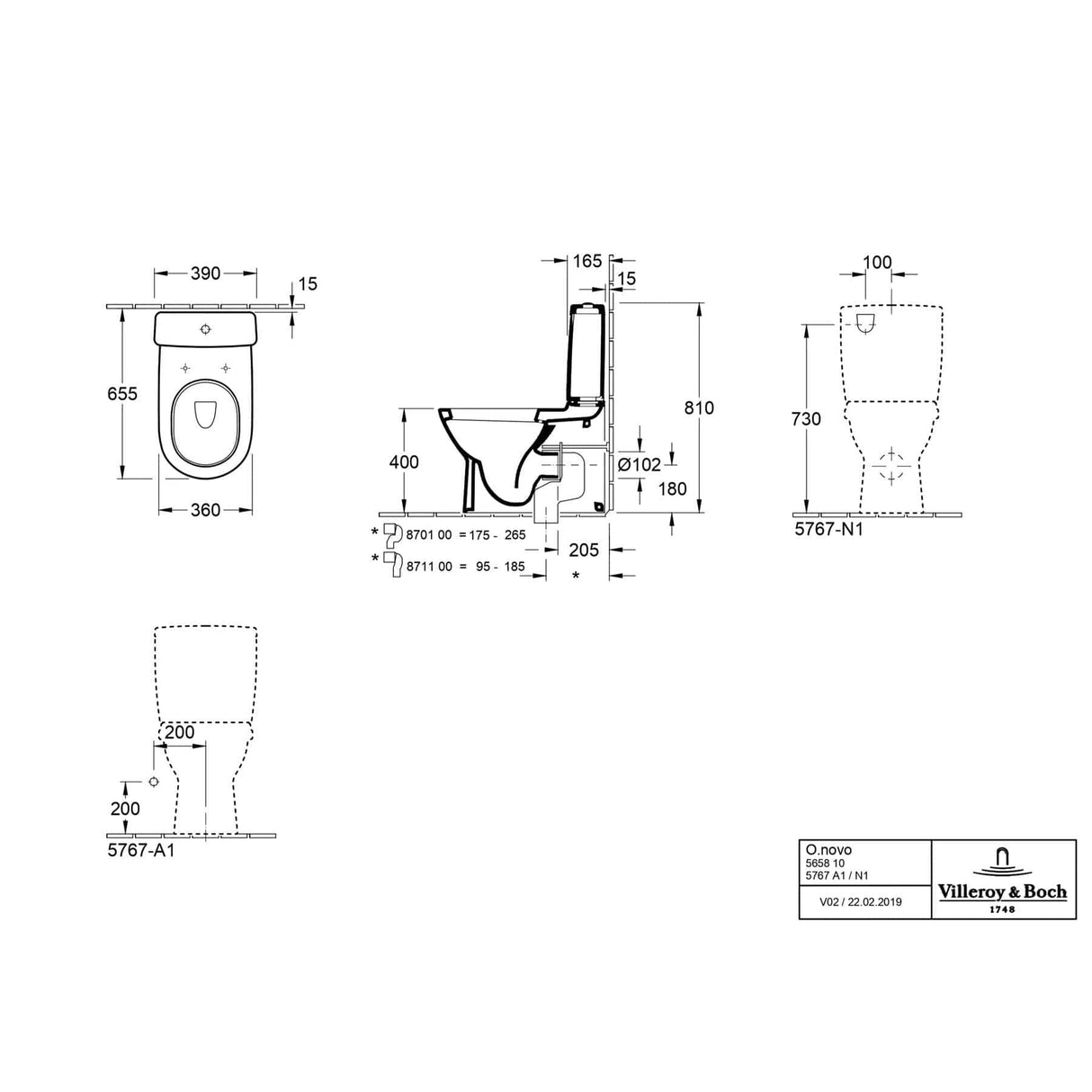 Villeroy & Boch Close Coupled Toilet Villeroy & Boch O.novo Close Coupled Toilet with Soft Close Seat
