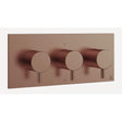 Crosswater Concealed Shower Valve Brushed Bronze Crosswater MPRO 2 Outlet, 3 Handle Horizontal Concealed Thermostatic Shower Valve