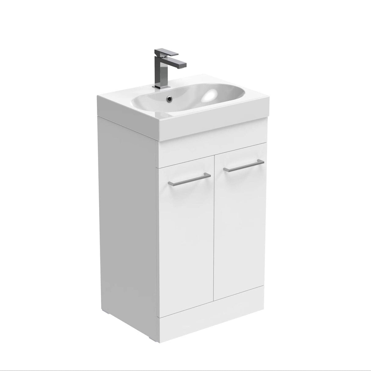 Saneux Floor Standing Vanity Unit Saneux Austen 500mm Floor Standing Two Door Vanity Unit in Matt White with 1 Tap Hole Basin