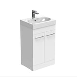 Saneux Floor Standing Vanity Unit Saneux Austen 500mm Floor Standing Two Door Vanity Unit in Matt White with 1 Tap Hole Basin
