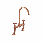 Vado Kitchen Tap Brushed Bronze/Crackled White Booth & Co. Axbridge Crosshead Bridge Kitchen Mixer Tap