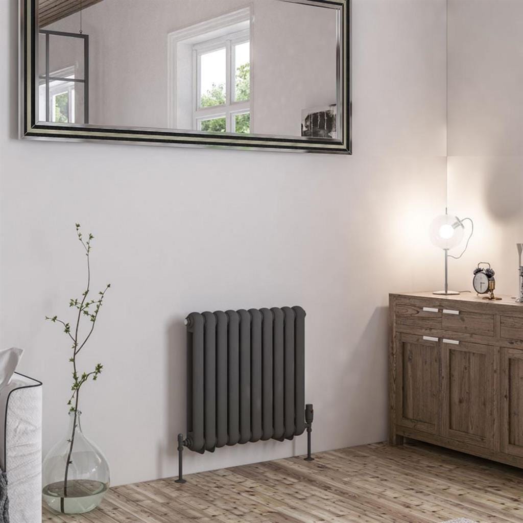 Eastbrook Column Radiator 600 x 623 / Dual Fuel Eastbrook Rubano Straight Horizontal Traditional Column Radiator in Matt Anthracite
