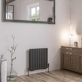 Eastbrook Column Radiator 600 x 623 / Dual Fuel Eastbrook Rubano Straight Horizontal Traditional Column Radiator in Matt Anthracite