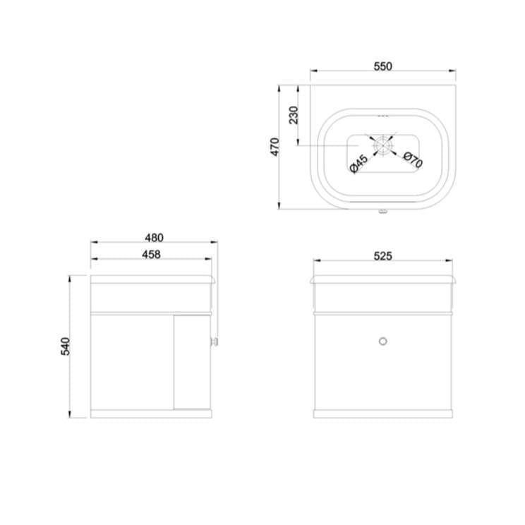 Burlington Wall Mounted Vanity Unit Burlington Chalfont 550mm Wall Mounted Single Drawer Vanity Unit with Basin