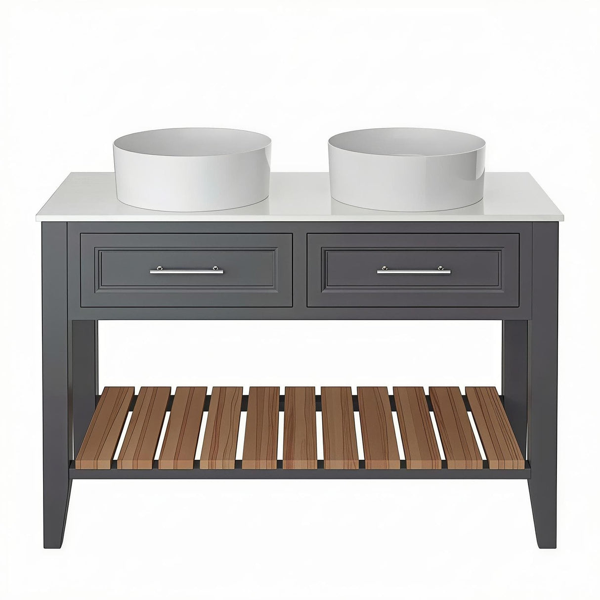 Heritage Floor Standing Vanity Unit Heritage Broughton 1200mm Washstand, Worktop and Double Basin Bundle