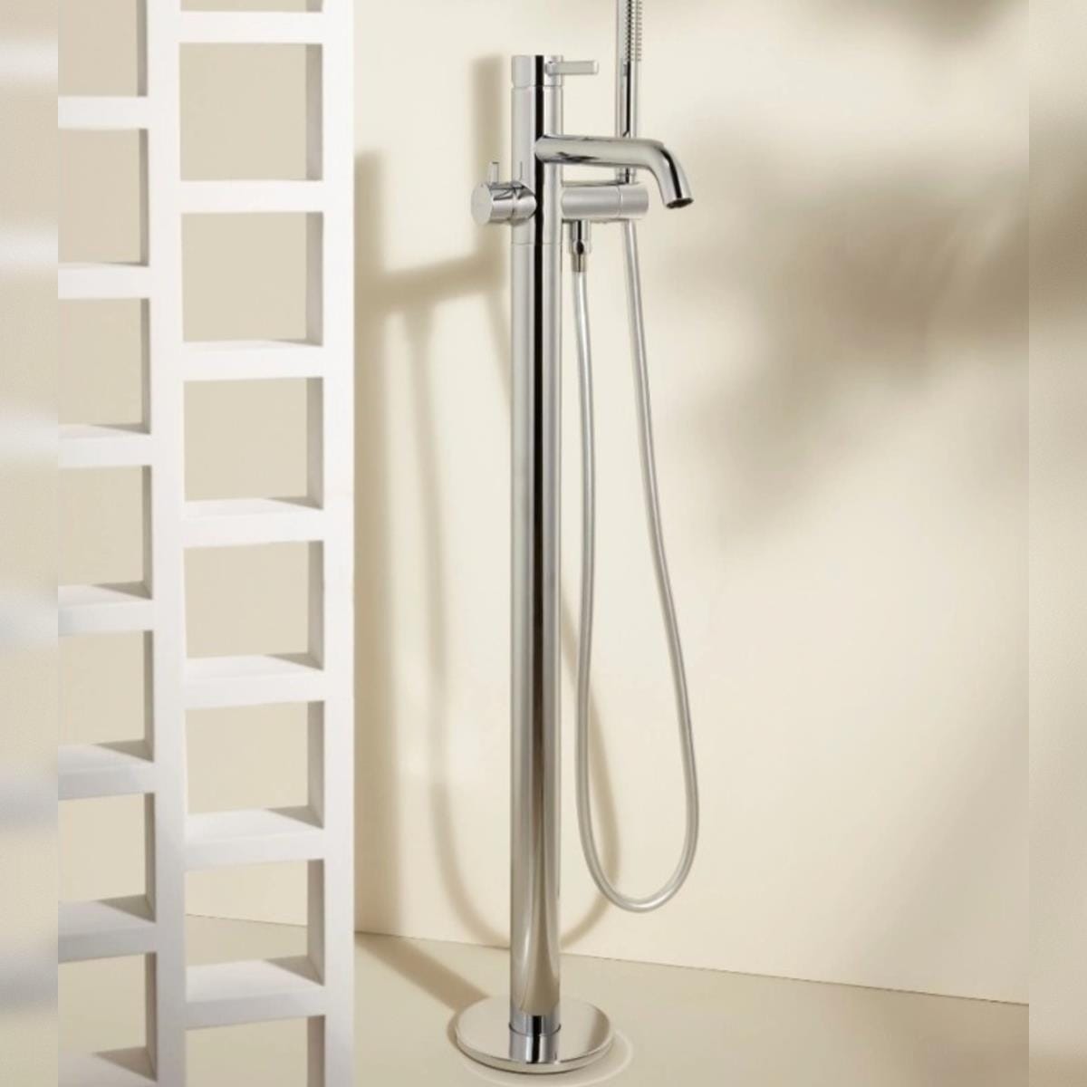 Roca Freestanding Bath Filler Chrome Roca Ona Floor Standing Bath Shower Mixer Tap with Shower Set