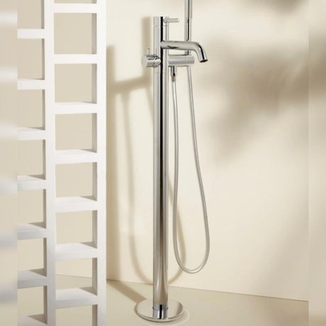 Roca Freestanding Bath Filler Chrome Roca Ona Floor Standing Bath Shower Mixer Tap with Shower Set