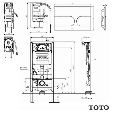 Toto Wall Hung WC Frame Toto Washlet Wall Mounted Frame and Cistern with Flush Plate