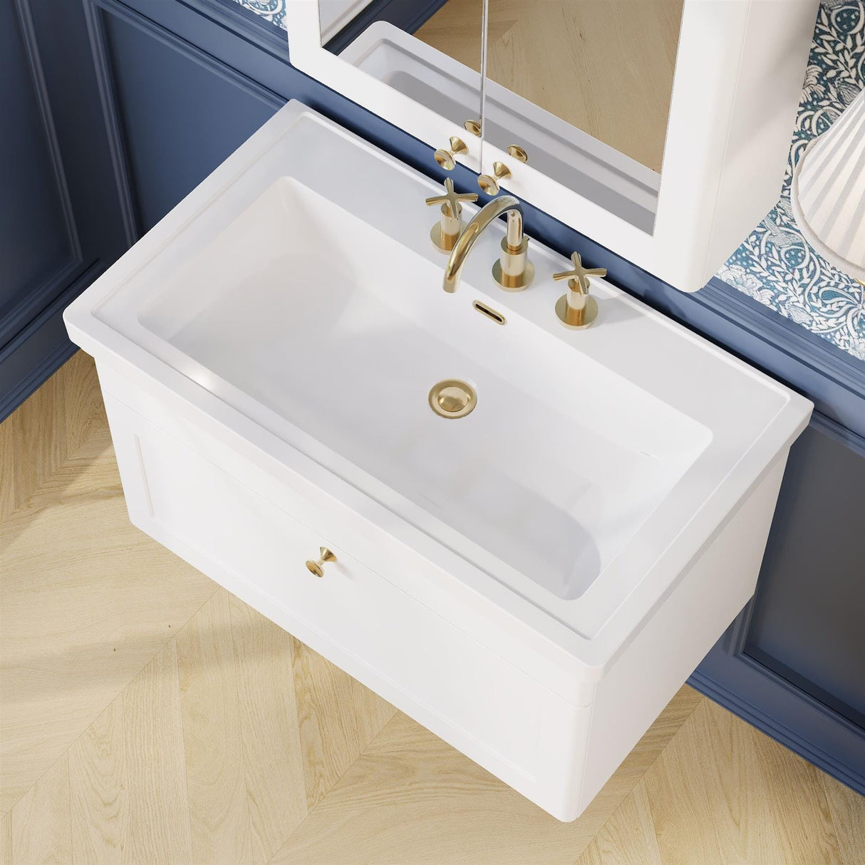 Aquarius Bathrooms Wall Mounted Vanity Unit Aquarius Leighton 800mm Wall Mounted  One Drawer Vanity Unit with Basin
