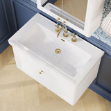Aquarius Bathrooms Wall Mounted Vanity Unit Aquarius Leighton 800mm Wall Mounted  One Drawer Vanity Unit with Basin