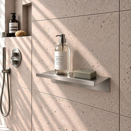 Smedbo Shelf Brushed Stainless Steel Smedbo Sideline Self-Adhesive Shower Shelf