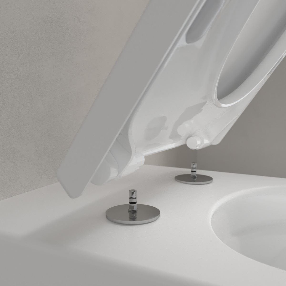 Villeroy & Boch Back To Wall Toilet Villeroy & Boch Subway 3.0 Back to Wall Toilet with Twist Flush and  Soft Close Toilet Seat in Matt Stone White