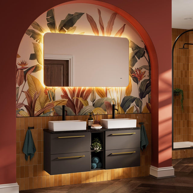 hib. Illuminated Mirror 700 x 1200mm / Brushed Brass hib. Arcane Curve LED Illuminated Mirror