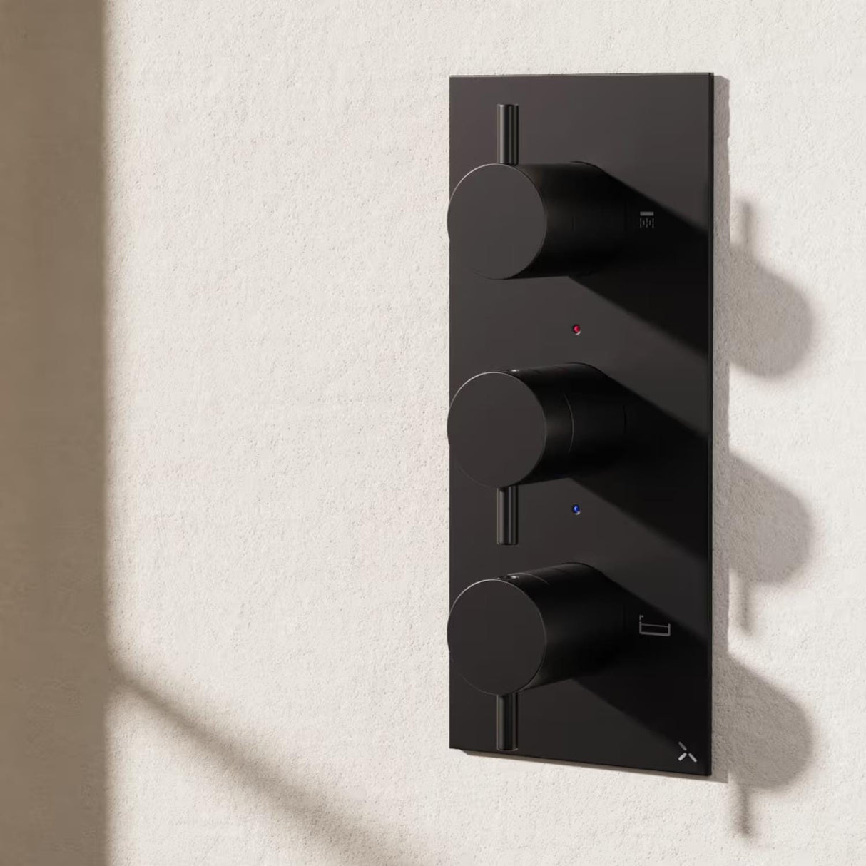 Crosswater Concealed Shower Valve Matt Black Crosswater MPRO 2 Outlet, 3 Handle Portrait Concealed Thermostatic Shower Valve