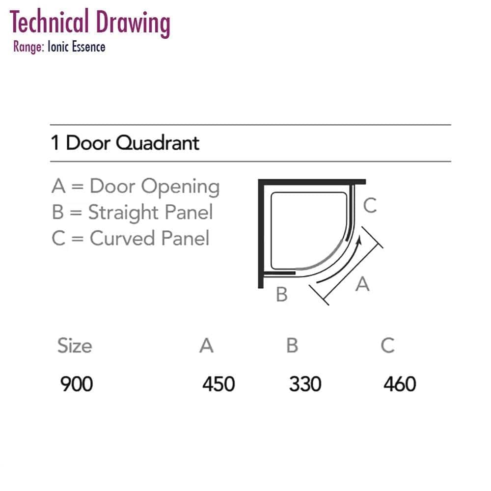 Merlyn Quadrant Shower Enclosure Merlyn Ionic Essence Framed 1 Door Quadrant Shower Enclosure in Chrome - 900 x 900mm