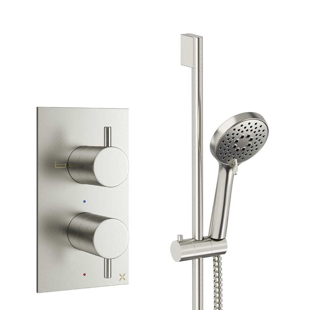 Crosswater Concealed Shower Set Brushed Nickel Crosswater Design 2 Handle 1 Outlet Shower Set 2 with Slide Rail
