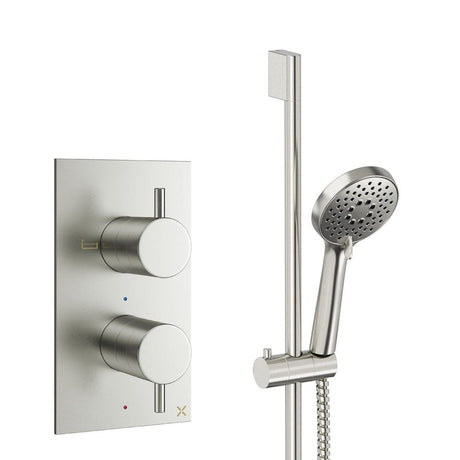 Crosswater Concealed Shower Set Brushed Nickel Crosswater Design 2 Handle 1 Outlet Shower Set 2 with Slide Rail