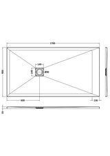 UK Bathroom Store Rectangle Shower Tray 1700x900mm Aquarius Urbano Slimline 33mm Slate Effect Rectangular Stone Resin Shower Tray in Black Slate