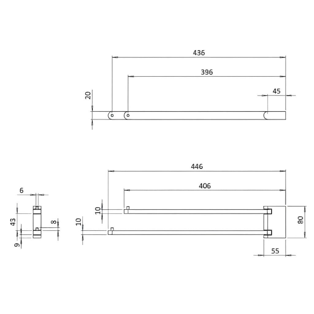 Crosswater Towel Rails and Rings Crosswater MPRO Double Swivel Towel Rail