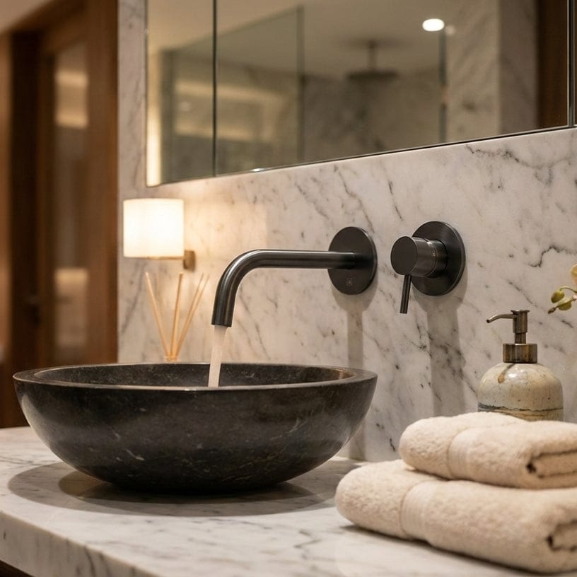 JTP Wall Mounted Basin Tap Brushed Black JTP VOS Single Lever Wall Mounted Basin Mixer Tap with 200mm Slim Spout