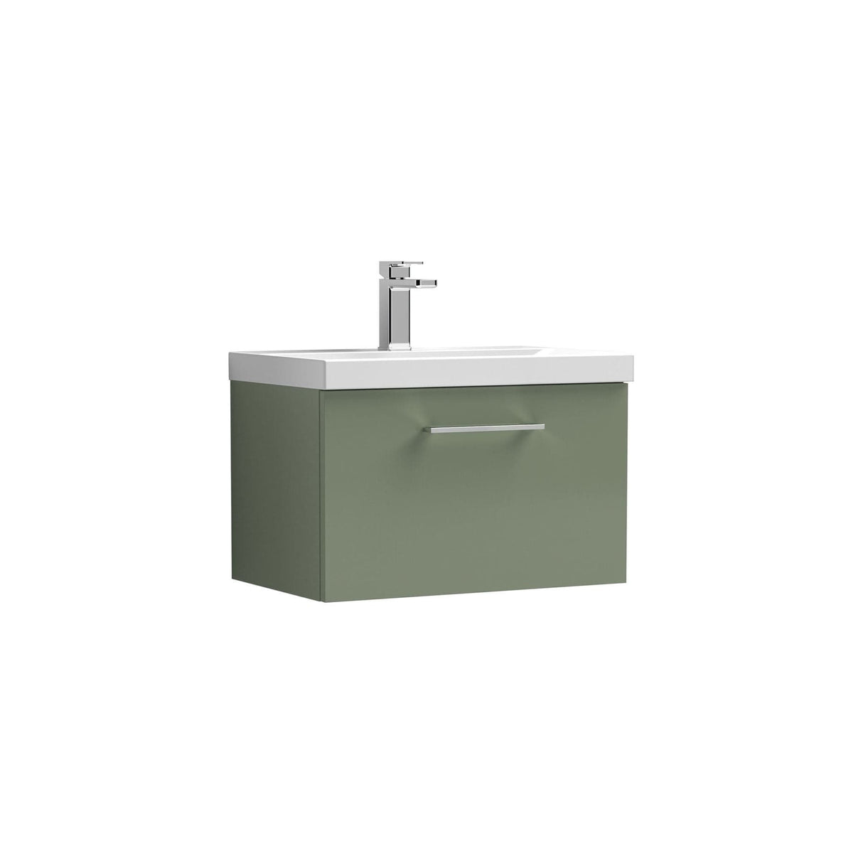 Aquarius Bathrooms Wall Mounted Vanity Unit Aquarius Brisbane 600mm Wall Hung 1 Drawer Vanity Unit with 1 Tap Hole Mid Edge Basin
