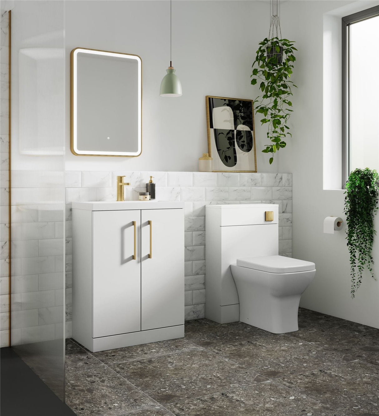 Aquarius Floor Standing Vanity Unit Gloss White Aquarius Brisbane 500mm 2 Door Floor Standing Vanity Unit with 1 Tap Hole Mid Edge Basin