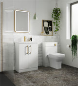 Aquarius Floor Standing Vanity Unit Gloss White Aquarius Brisbane 500mm 2 Door Floor Standing Vanity Unit with 1 Tap Hole Mid Edge Basin