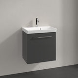 Villeroy & Boch Wall Mounted Vanity Unit Graphite with Chrome Handles / Right Side Villeroy & Boch Avento Wall Hung Vanity Unit 530mm One Door with Basin