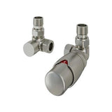 Eastbrook Radiator Valve Brushed Nickel Eastbrook Darlington Corner Thermostatic Radiator Valve with Lockshield (Pair)