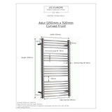 JIS Ladder Rail JIS Sussex Adur Vertical Stainless Steel Curved Heated Towel Rail