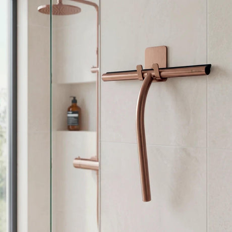 Smedbo Squeegee Brushed Copper Smedbo Sideline Shower Squeegee with Self-Adhesive Hook
