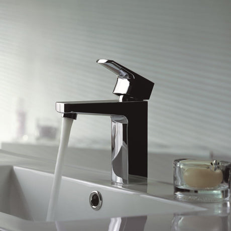 Flova Mono Basin Tap Flova Dekka Mono Basin Mixer Tap with Clicker Waste in Diamond Chrome