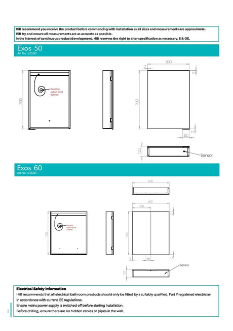 hib. Mirrored Cabinet hib. Exos LED Illuminated Mirror Cabinet