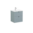 VitrA Wall Mounted Vanity Unit Matt Fjord Green / Zentrum VitrA Root Groove Wall Mounted 2 Drawer Vanity Unit 600mm with One Tap Hole Basin
