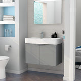 Imex Wall Mounted Vanity Unit Matt Grey Imex Blade Wall Mounted 800mm Double Door Vanity Unit with Basin
