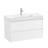 Roca Wall Mounted Vanity Unit Matt White Roca Ona 1000mm Wall Mounted Two Drawer Vanity Unit with Basin