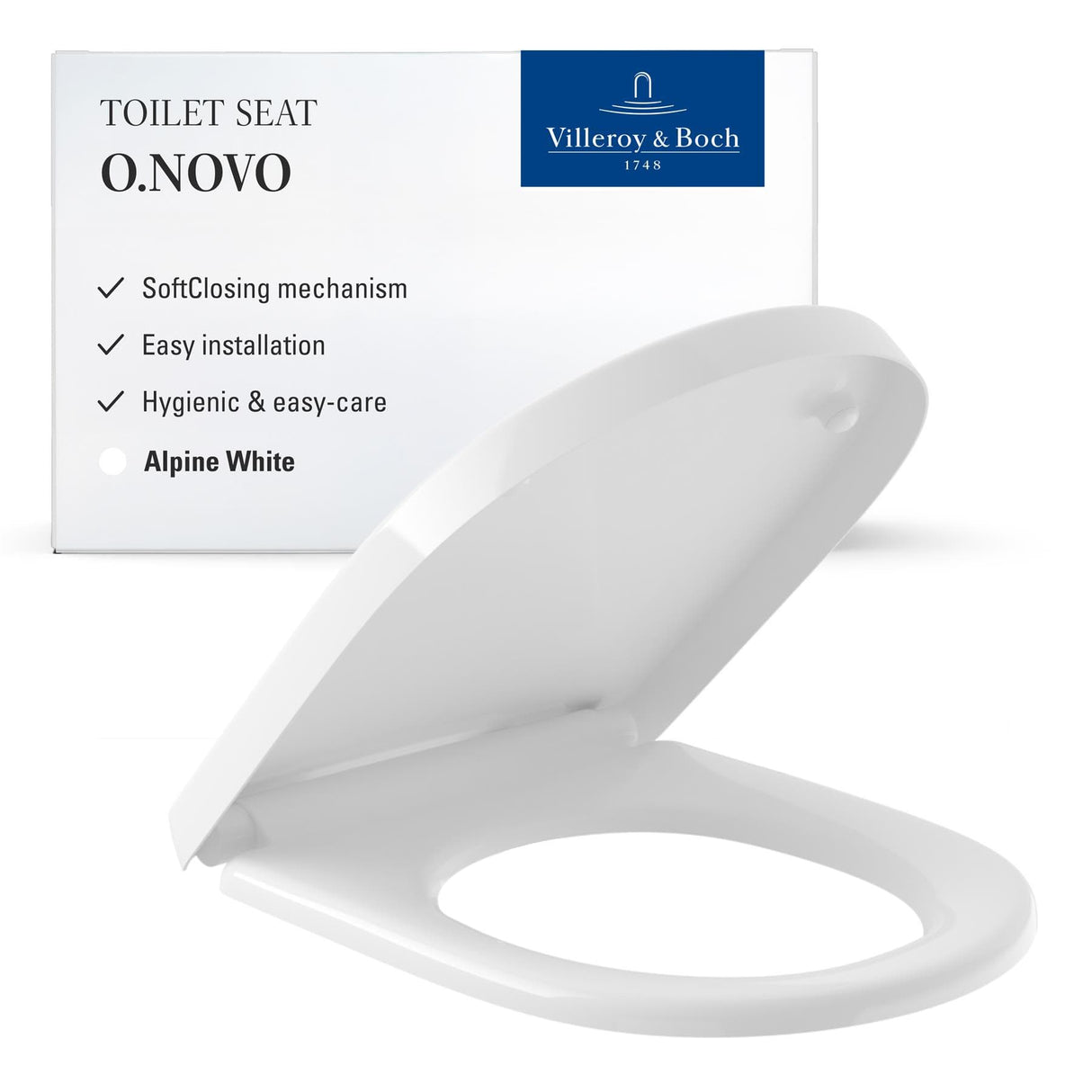 Villeroy & Boch Toilet Seat Villeroy & Boch O.Novo Standard Soft Close, Quick Release Toilet Seat in White Alpin