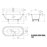 Kaldewei Double Ended Bath Kaldewei Classic Duo Oval 1700 x 750mm Inset Steel Bath with Leg Set