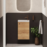 Crosswater Cloakroom Vanity Unit Windsor Oak Crosswater Alo Single Door Wall Mounted 400mm Cloakroom Vanity Unit with Basin