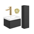 Aquarius Wall Mounted Vanity Unit Matt Black / Brushed Brass Aquarius Sophie 605mm Vanity Unit and Tall Boy Set with Finishes