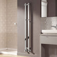 Reina Designer Towel Radiator Reina Todi Heated Vertical Towel Rail with Hooks - 1200 x 108 mm - in Chrome