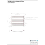 Eastbrook Wendover Curved Vertical Heated Towel Rail in Chrome