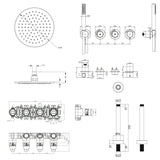 UK Bathroom Store Concealed Shower Set Crosswater Module Shower Set 8 - 2 Outlet with Pencil Handset and Overhead Shower