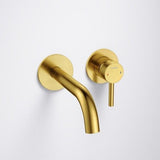 Flova Wall Mounted Basin Tap Flova Levo 2 Tap Hole Wall Mounted Basin Mixer Tap in Brushed Gold